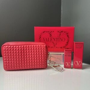 NIB Rosso • Valentino Limited Edition Holiday Pouch & Lipstick Set of 2